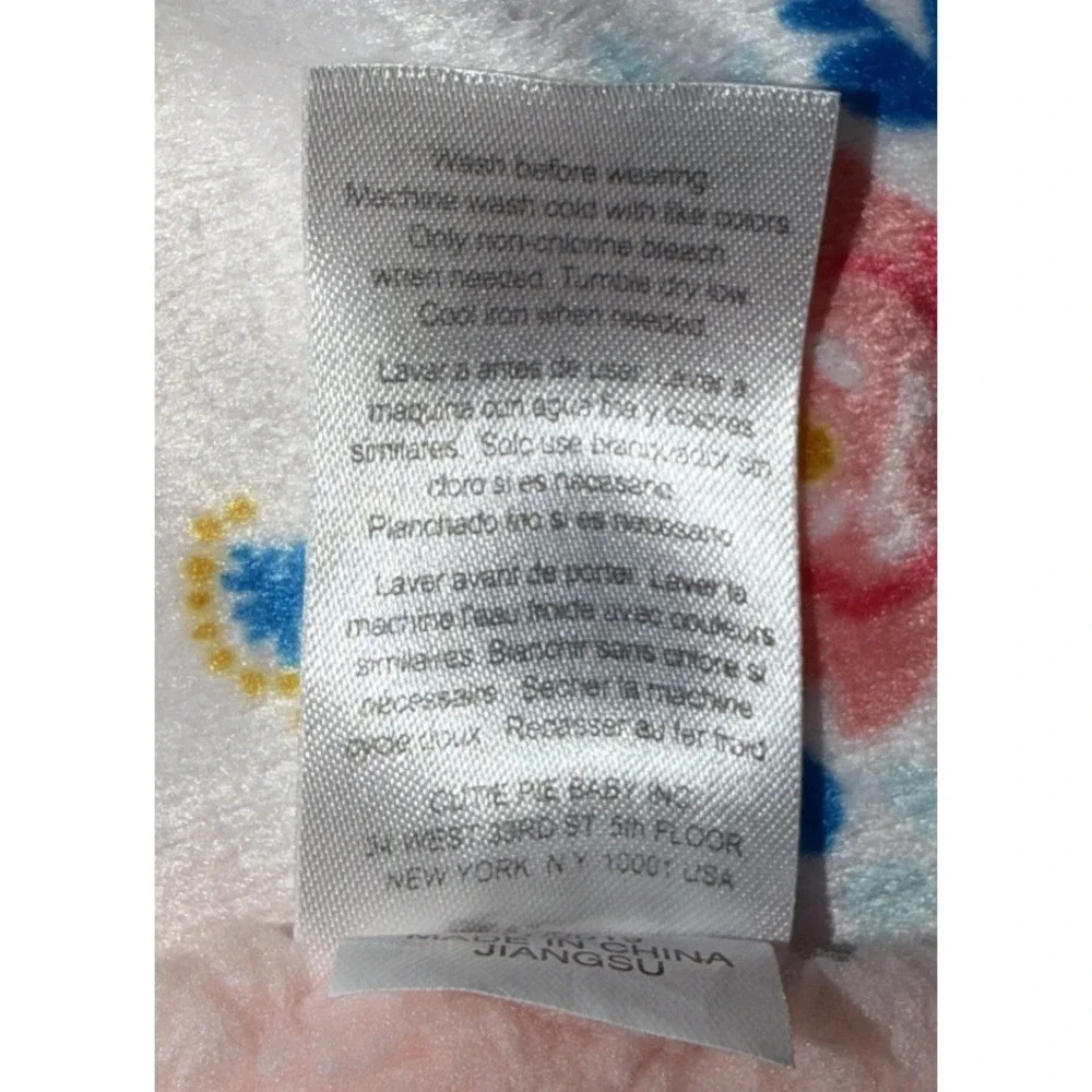 Chick Pea Floral Baby Blanket Silky Sherpa Pink White Blue 30 x 40